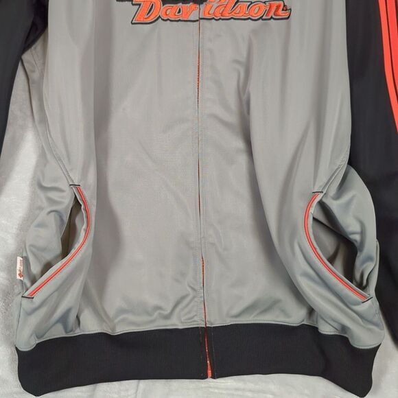 Harley Davidson‎ Track Jacket Mens Large Gray 3 Stripes Raglan Sleeve Full Zip - Picture 8 of 13